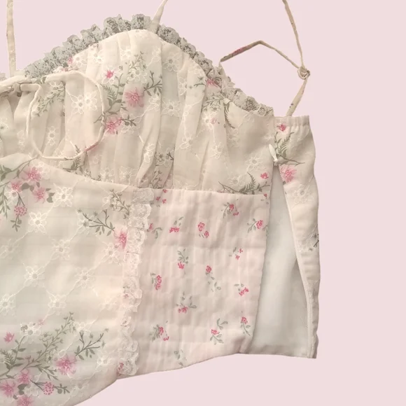 Nordstrom All in Favor Floral Bustier Cami in Ivory Pink Floral M - Picture 6 of 7